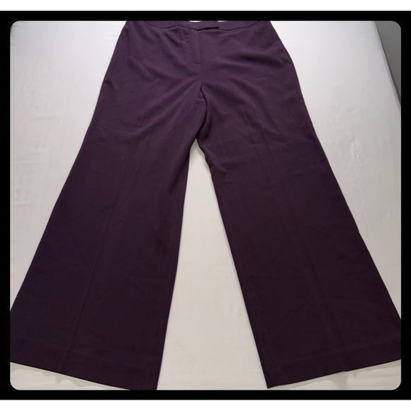 Signature by Larry Levine Pants - Signature by Larry Levine Dress Pants Women 14 Purple Wide Leg Trouser Professio